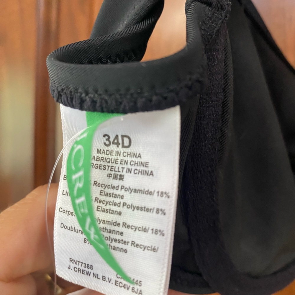 J. Crew 1993 underwire bikini top in black Sz 34D new - Picture 4 of 4